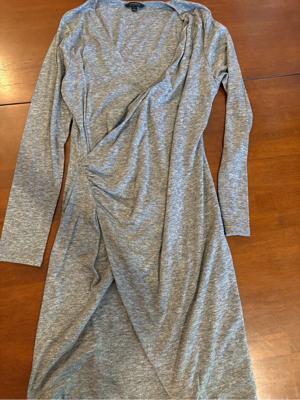 Banana Republic Heather Gray Long Sleeve Faux-Wrap Dress